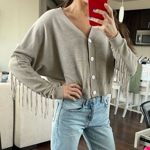 Tan Fringe Cardigan